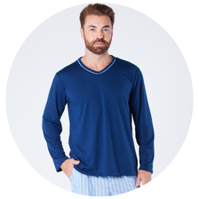 37 pijama feminino longo poliviscose estrelado azul marinho