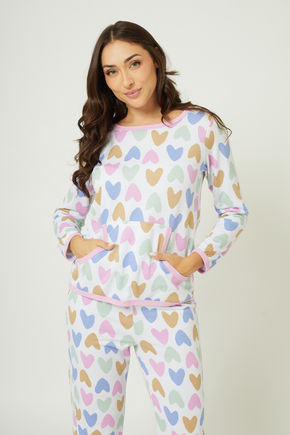 02 pijama feminino longo peluciado canguru happy