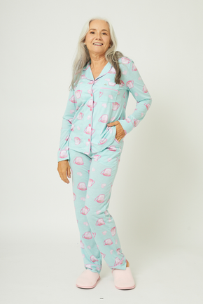 02 pijama feminino longo americano poliviscose cafezinho