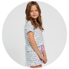 01 pijama infantil feminino curto hanna algodao shark tube