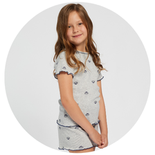 01 pijama infantil feminino curto duda ribana conchinhas