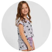 01 pijama infantil feminino curto poliviscose mickey