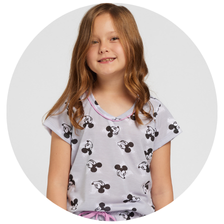03 pijama infantil feminino curto poliviscose mickey