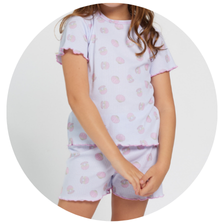 02 pijama infantil feminino curto duda ribana conchinha perola
