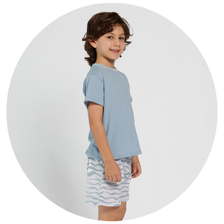 06 pijama infantil masculino curto leo algodao shark tube