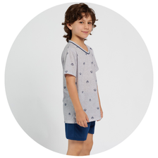 02 pijama infantil masculino curto poliviscose conchinhas
