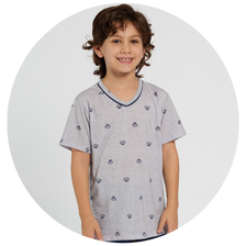 03 pijama infantil masculino curto poliviscose conchinhas
